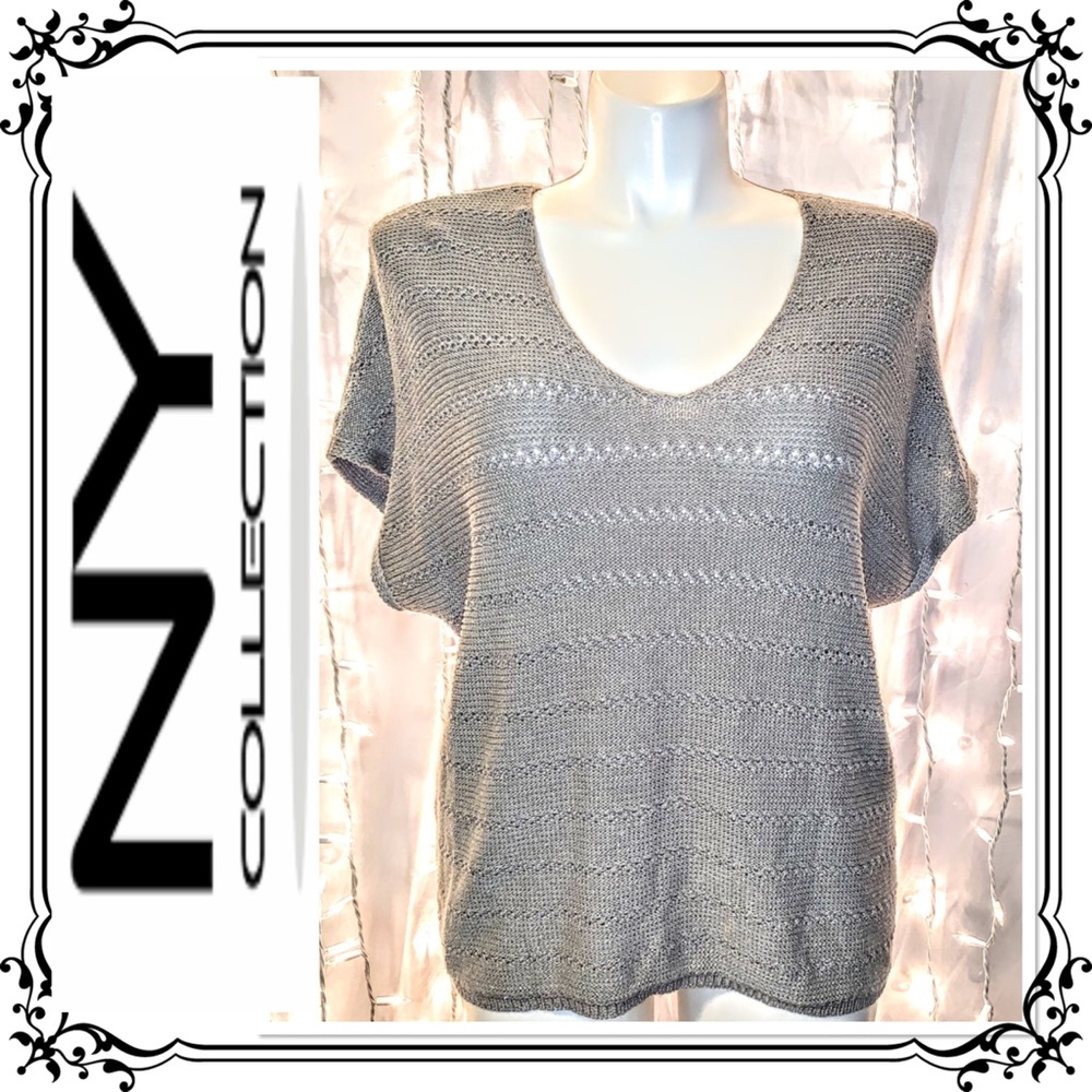 NY COLLECTION ⭐️ Silver Sparkle Sweater Blouse